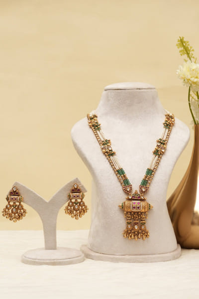 Beryachi Gold embellished long-necklace set BERYJUL26D149735