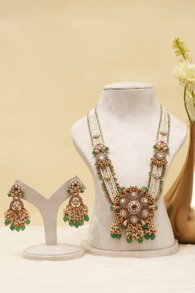 Beryachi Gold embellished gold-plated long necklace set BERYJUL26D149736