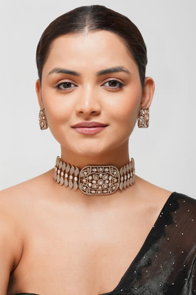 Beryachi White polki necklace set BERMAR25D122081