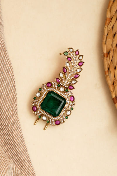 Multicoloured stone and kundan kalangi