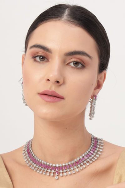 Multicolour diamond necklace set