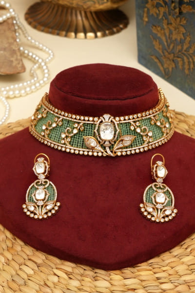 Beryachi Multicoloured kundan polki necklace set BERYMAY26D143871