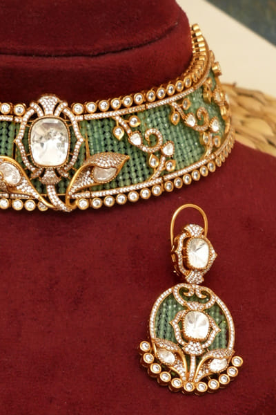 Beryachi Multicoloured kundan polki necklace set BERYMAY26D143871