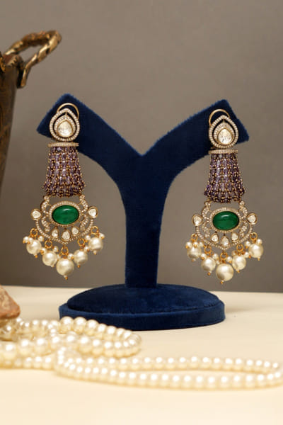 Beryachi Multicolour gold plated kundan necklace set BERYMAY26D143872