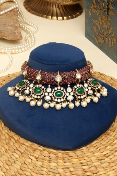 Beryachi Multicolour polki kundan necklace set BERYMAY26D143874