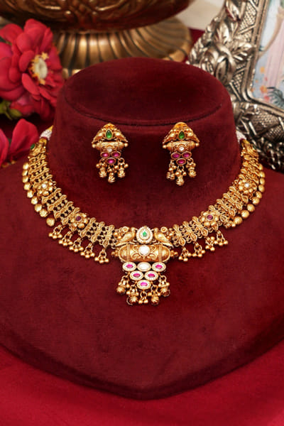 Beryachi Gold embellished necklace set BERYJUL26D149719