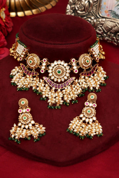 Beryachi Gold embellished gold-plated necklace set BERYJUL26D149721