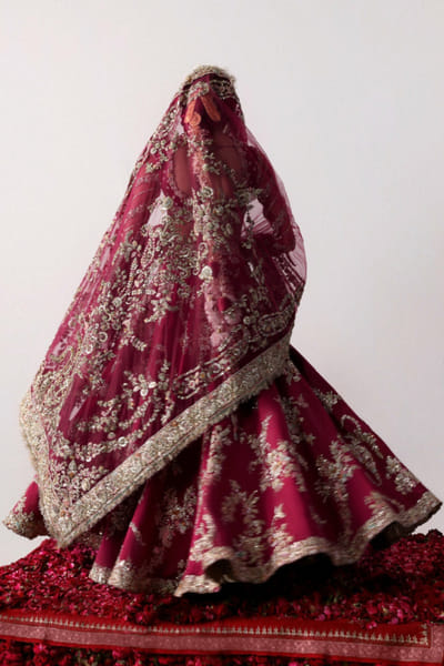 Hussain Rehar Red embellished lehenga set HUSSMAY26D244454
