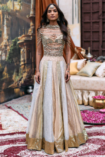 Multicolor gota embroidery lehenga set