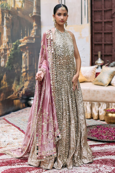 Silver gota embroidered lehenga set