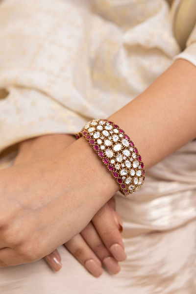 Pink enamel bracelet