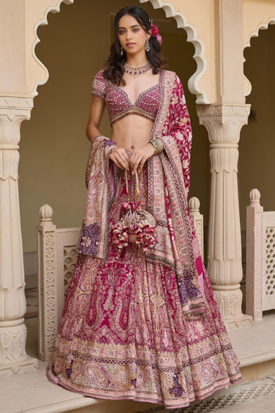 Purple sequin embroidered lehenga set