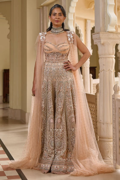 Peach embroidered jumpsuit