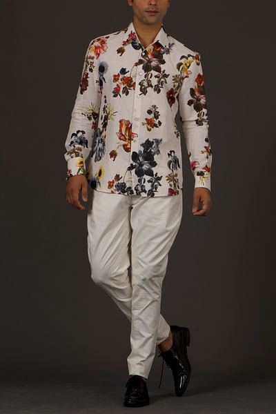 Ivory floral printed shirt