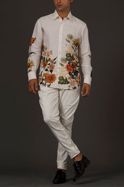 Ivory floral printed shirt