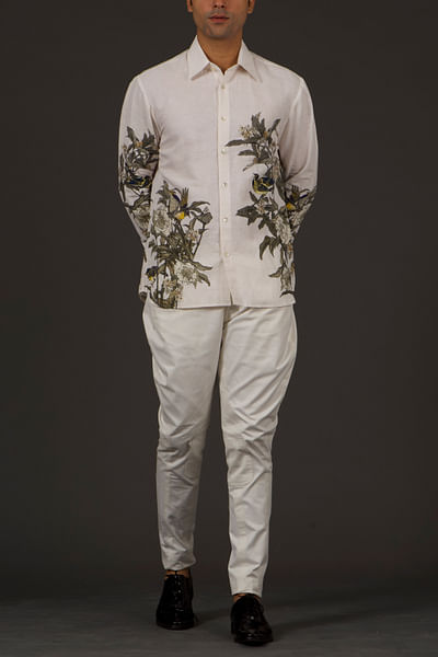Ivory floral printed shirt