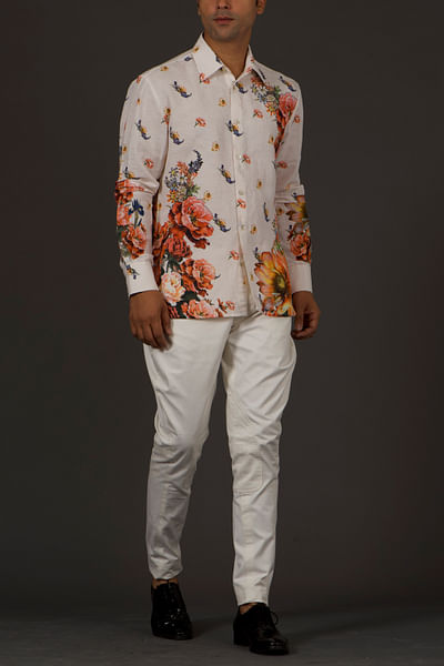 Ivory floral printed shirt