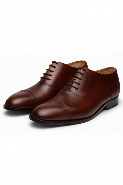 Brown perforated brogue oxfords