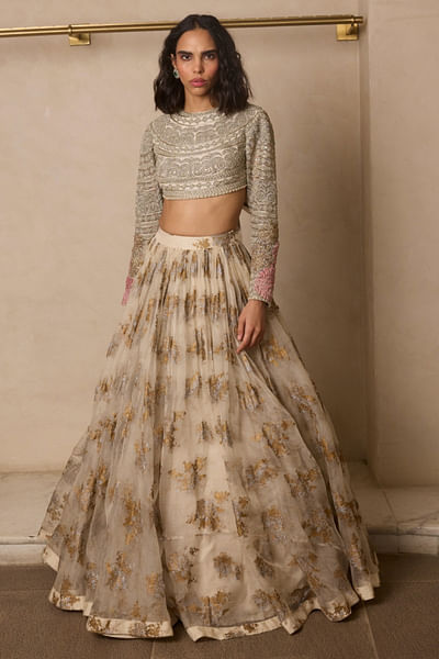 Ivory printed lehenga set