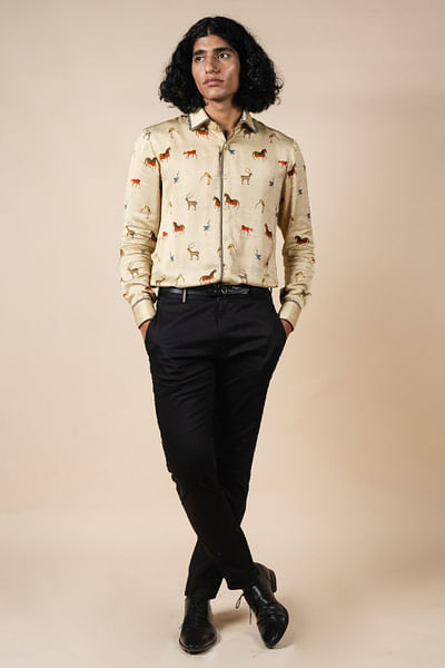 Ivory fauna printed shirt