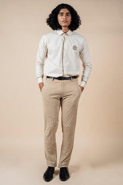 Ivory viscose piping shirt