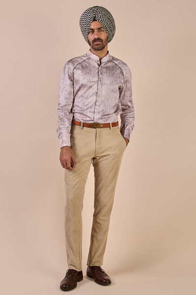 Pink and ivory floral printed shirt