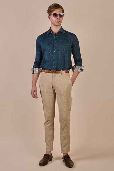 Blue floral printed shirt