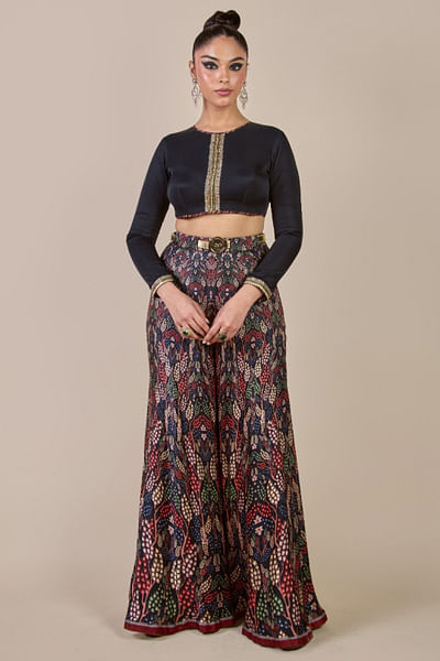 Black printed sharara set