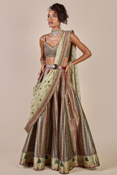Beige printed stole