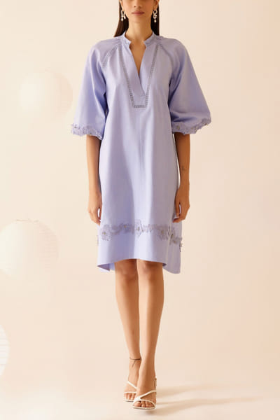 Lilac lace work shirt dress