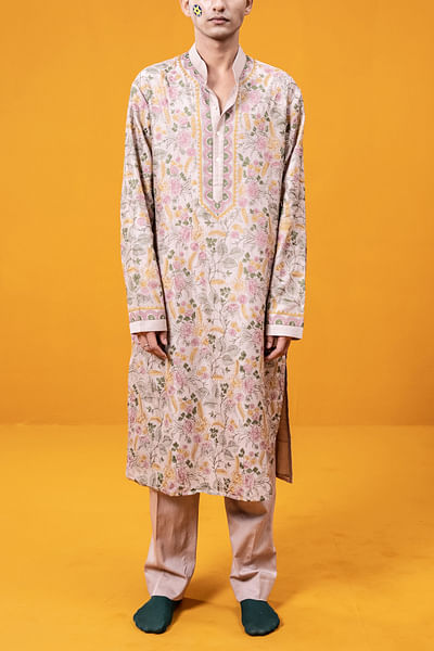 Almond floral aari embroidered kurta set