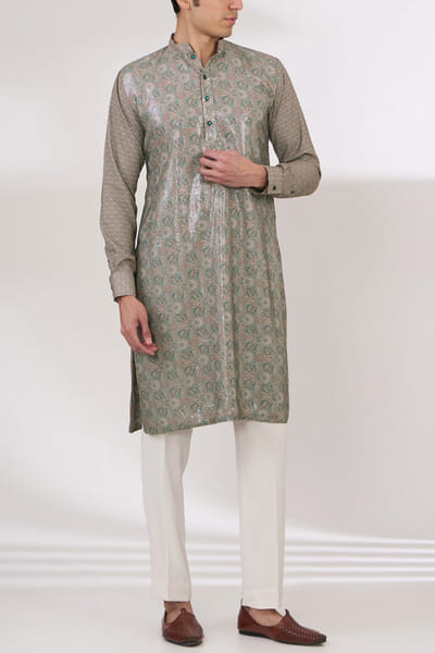 Amethyst artsy print sequinned kurta set