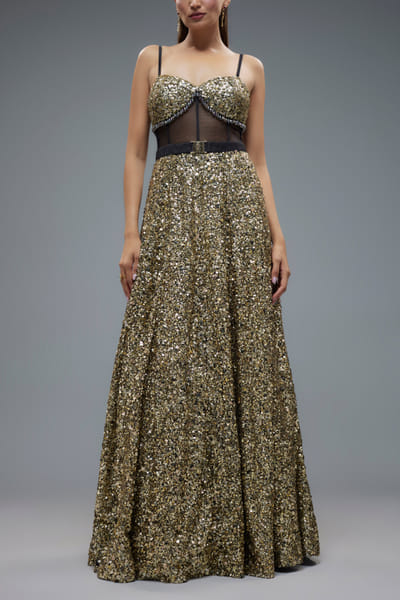 Antique gold corset gown