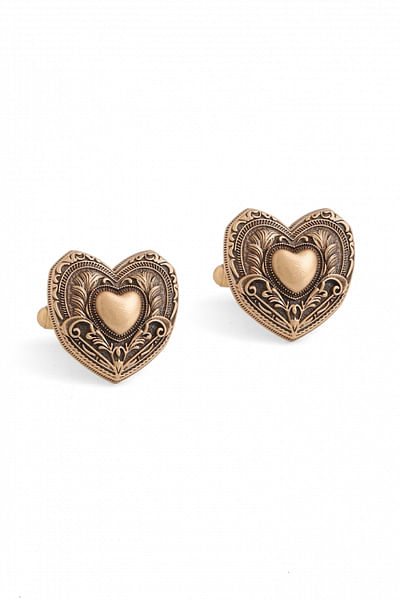 Antique gold heart cufflinks