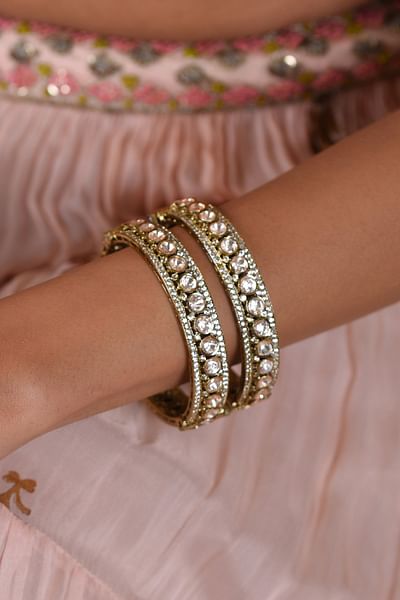 Antique gold polki kadas