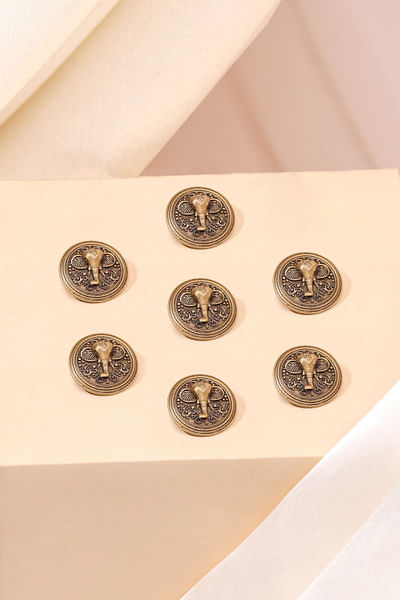 Antique gold royal elephant button set