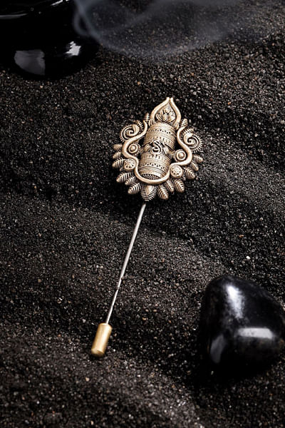 Antique gold Shiva linga lapel pin