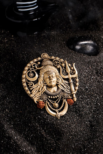 Antique gold Shiva Rudraksha brooch