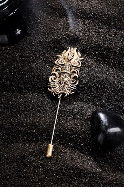 Antique gold Shiva trident lapel pin