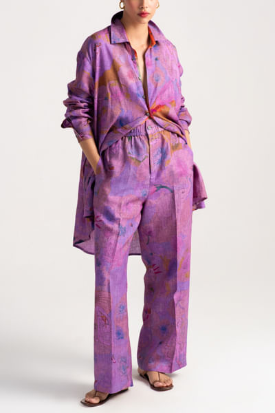 Aqua floral printed shirt