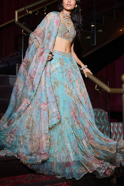 Aquamarine embroidered lehenga set