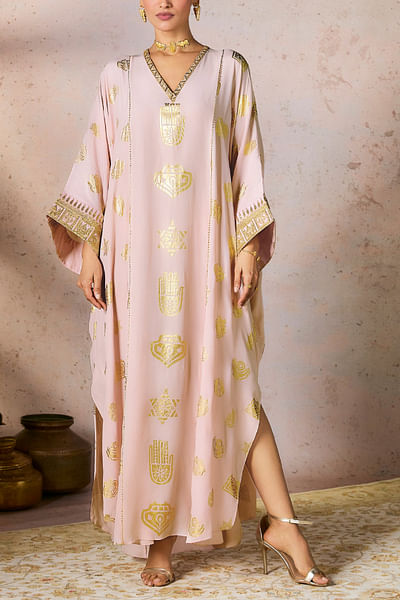 Baby pink trinket foil printed kaftan
