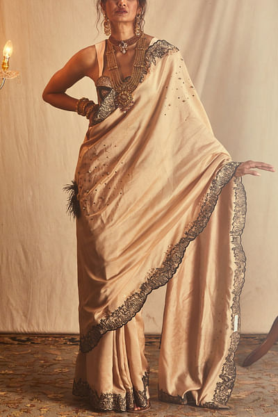 Beige embroidered corset