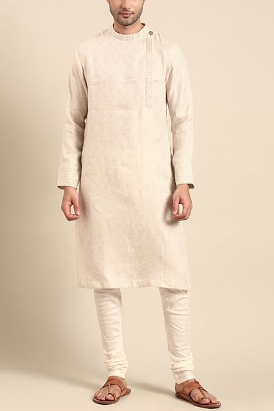 Beige embroidered kurta set