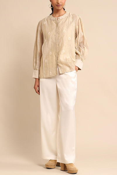 Beige embroidered top