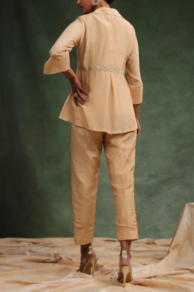 Charu Makkar Beige floral embroidered co-ords CRMAUG2401