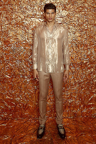 Beige lurex shirt and pant