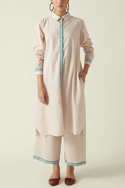 Beige shirt-style tunic