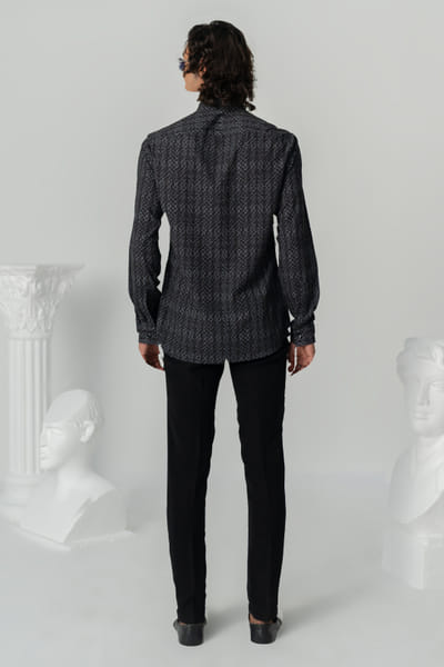Varun Chakkilam Black abstract texture printed shirt VARFEB25D116917