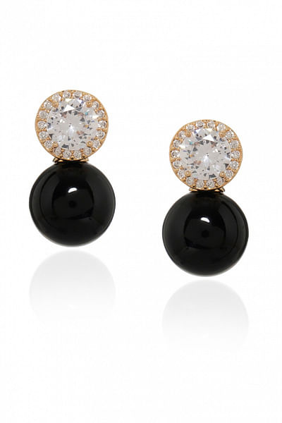 Black American diamond stud drop earrings